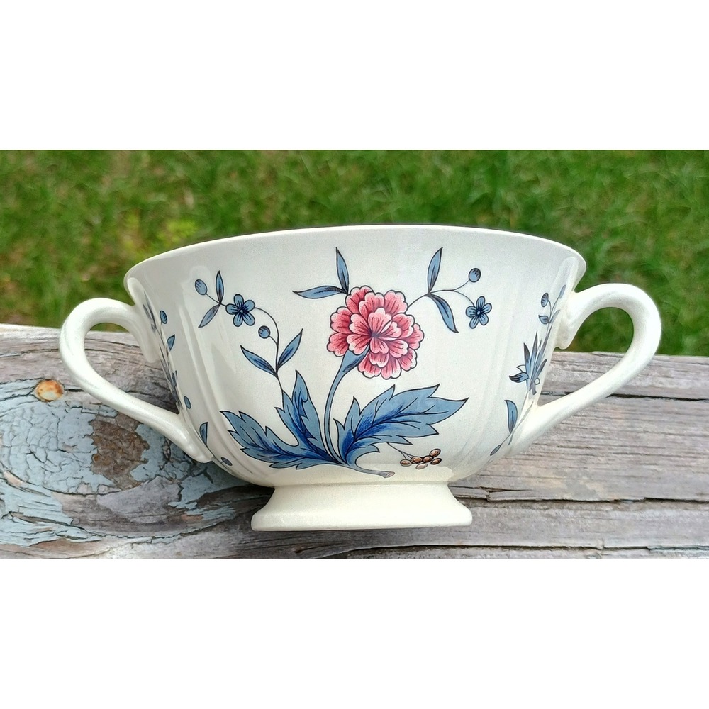 3 Sets Wedgewood Williamsburg Potpourri Footed Cream Soup Bowls Saucers Flowers - Picture 7 of 8